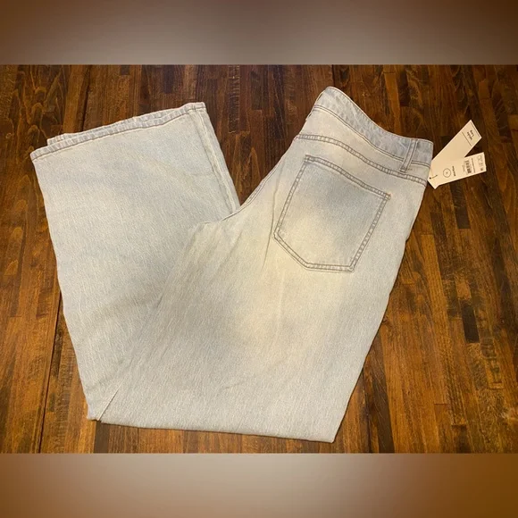 Women's No Boundaries Wide Leg Baggy Jeans Size 14 Grunge Y2K Fringe Light Wash - Picture 7 of 10